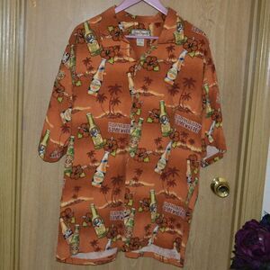 Big Dogs resort wear Its 5 o'clock some where beer casual button down SILK shirt